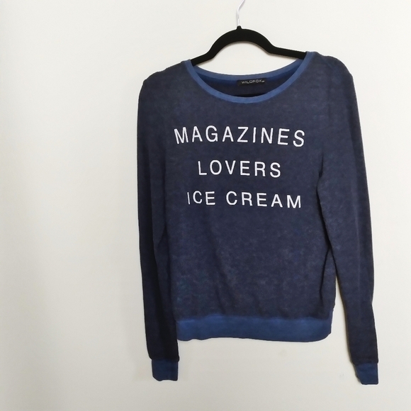 Wildfox I Owe It To Baggy Gray Beach Pullover Sweatshirt Size Xs - Picture 2 of 8